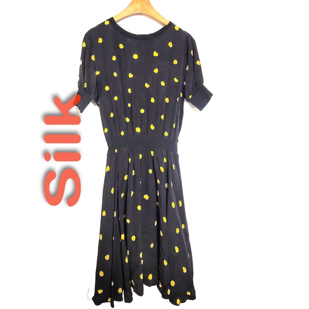Women's 100% Silk Size M Short Sleeve Long Dress Elastic Waiist SBK145